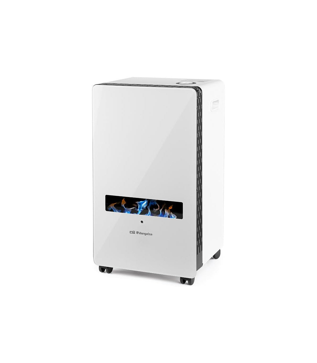 Estufa de Gas ORBEGOZO HBF120 - Llama Azul, Cristal Templado Blanco 3800W