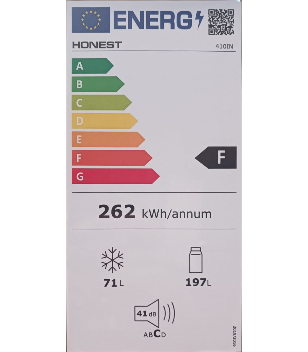 Frigorífico Combi HONEST Inox 55x180 cm A+ (F) EU-410IN