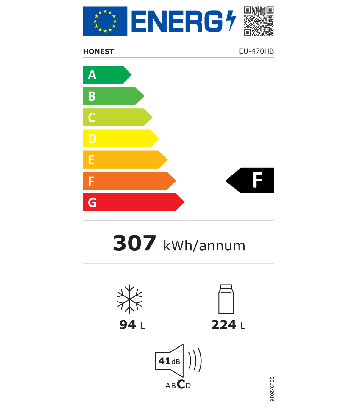 Frigorifico Combi HONEST Blanco 60x185 cm inverter NO FROST EU-470HB